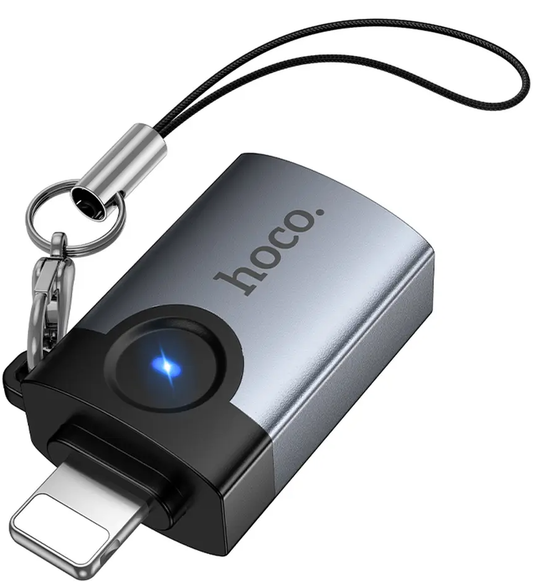 OTG Lightning - USB-A -sovitin HOCO UA46, harmaa