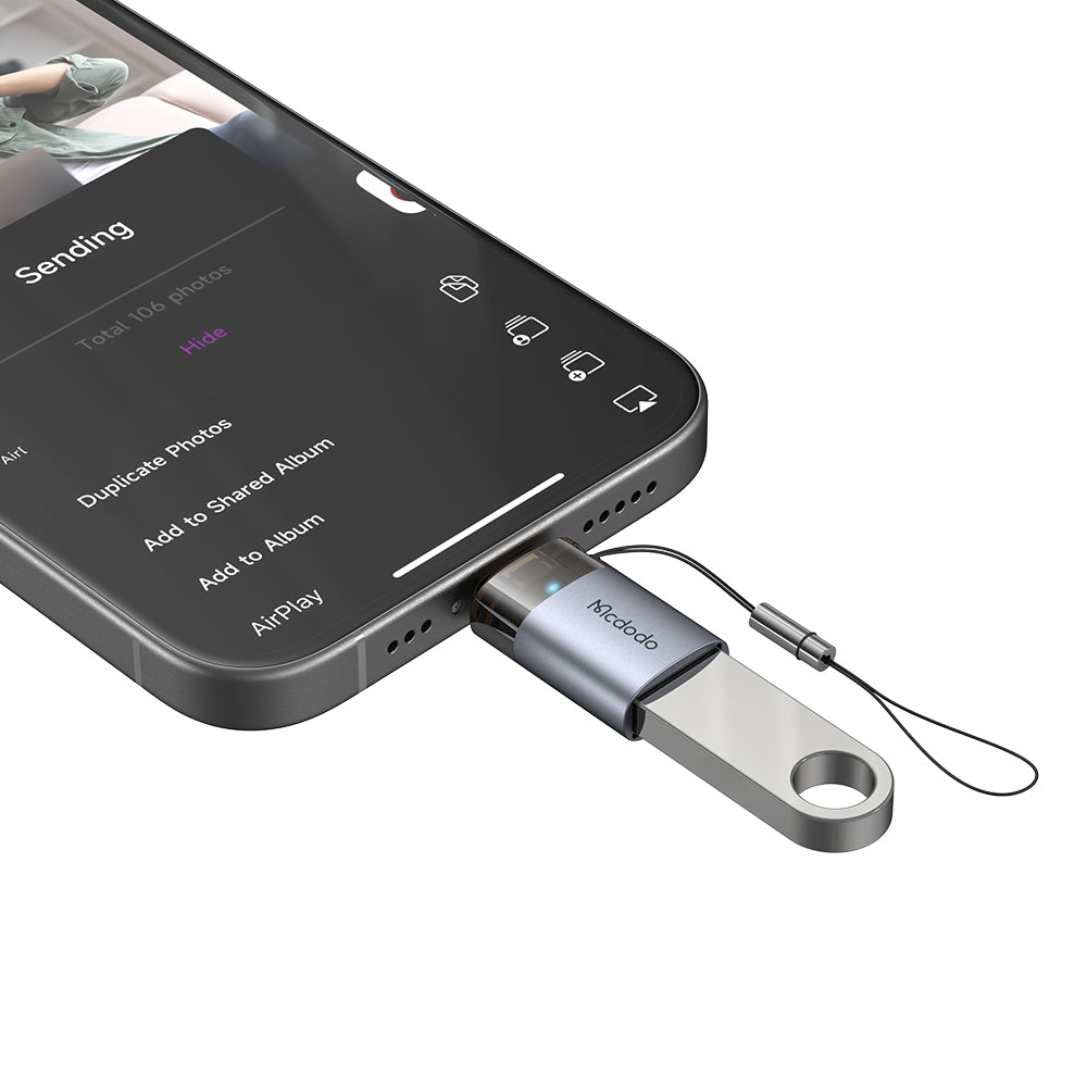 OTG Lightning - USB-A McDodo OT-7390 -adapteri, Musta