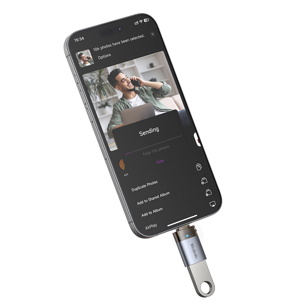 OTG Lightning - USB-A McDodo OT-7390 -adapteri, Musta