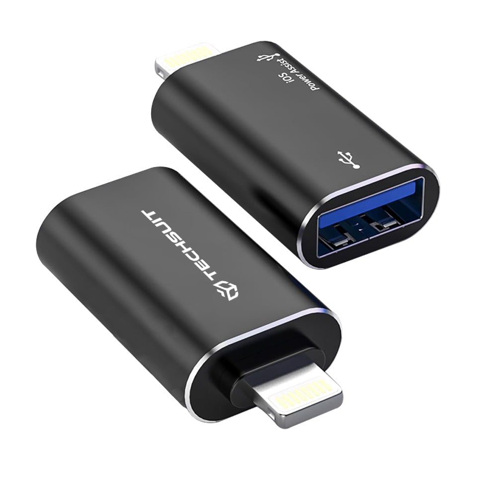OTG Lightning - USB-A Techsuit A18 AluVoltX -sovitin, Musta