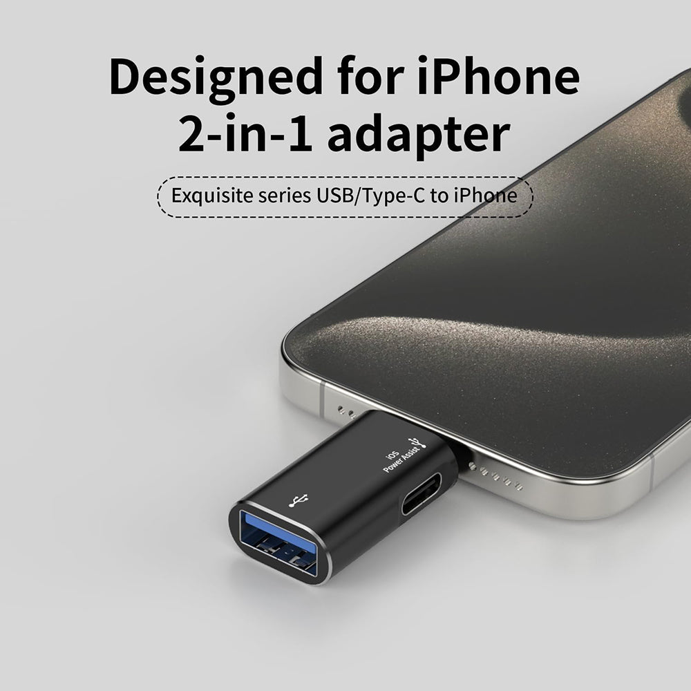 OTG Lightning - USB-A Techsuit A18 AluVoltX -sovitin, Musta