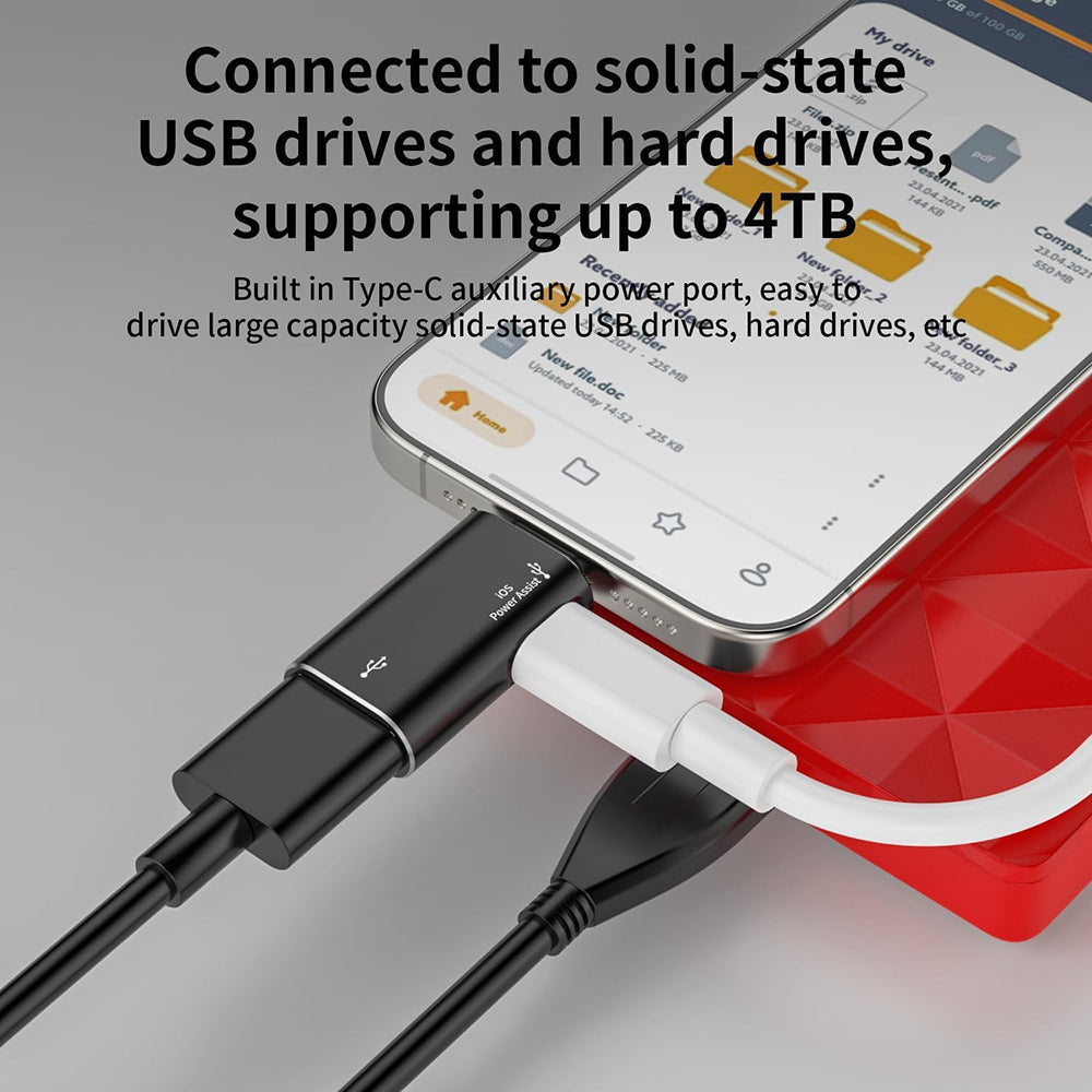 OTG Lightning - USB-A Techsuit A18 AluVoltX -sovitin, Musta