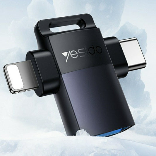 OTG Lightning / USB-C to USB-A Yesido GS35 Adapter, Gray