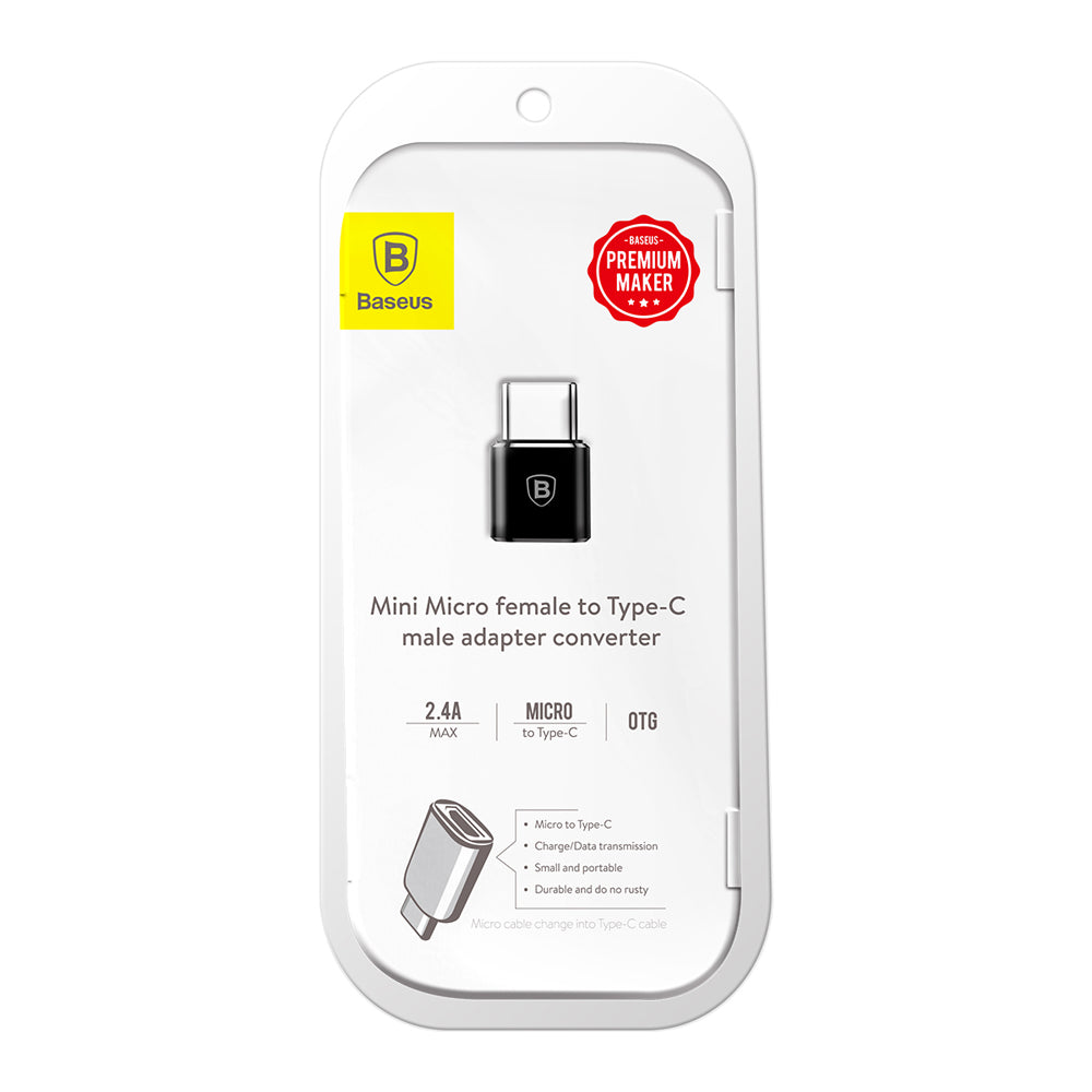 Baseus microUSB - USB-C data- ja lataussovitin, musta CAMOTG-01