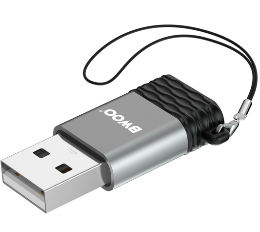 USB-C - USB-A Tietojen ja Latauksen Adapteri BWOO BZ-38, Harmaa