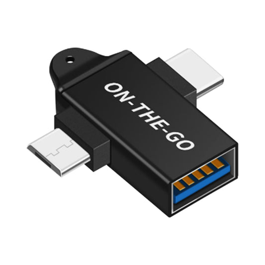 OTG-sovitin microUSB / USB-C - USB-A Techsuit A15 AluCoreX, Musta
