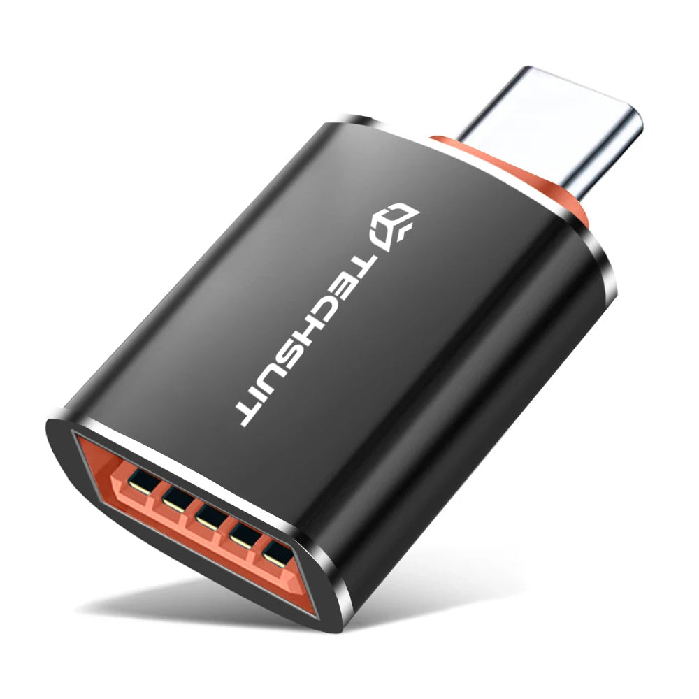 OTG-sovitin USB-C - USB-A Techsuit A2 HyperPort, Musta Oranssi