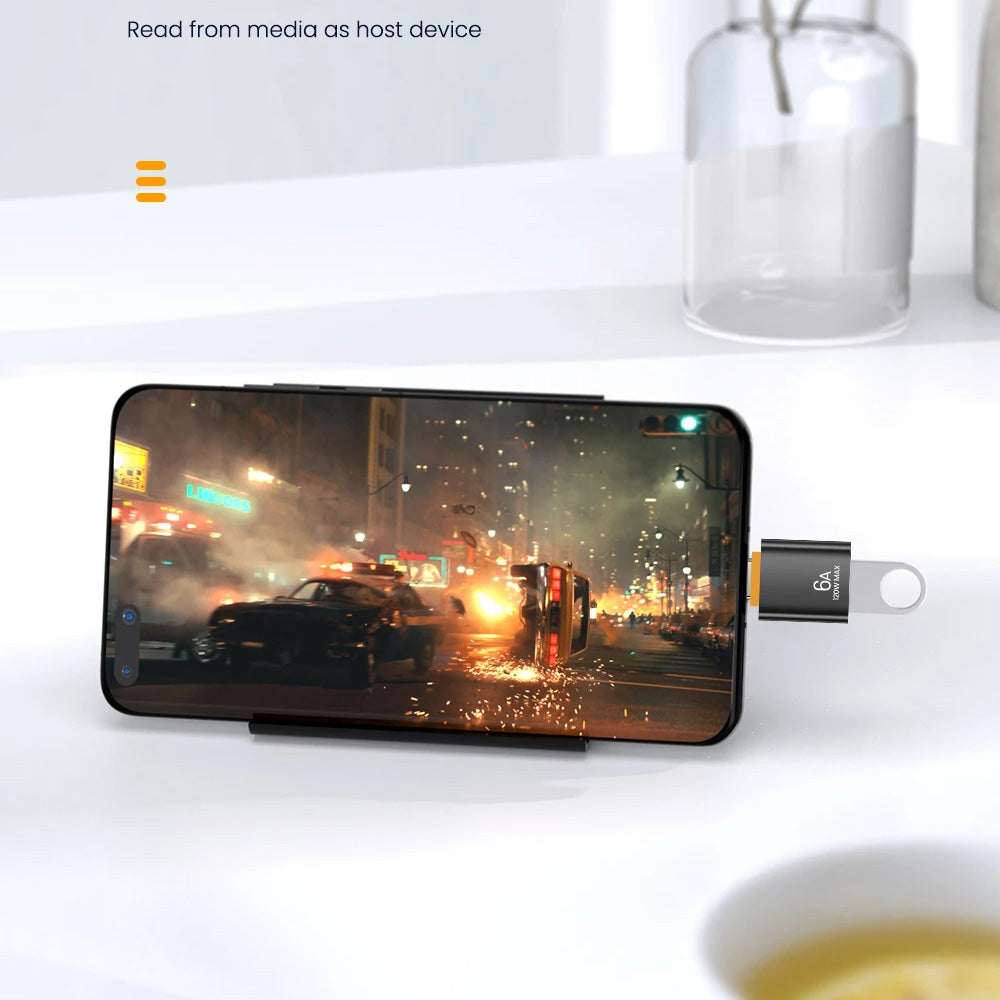 OTG-sovitin USB-C - USB-A Techsuit A2 HyperPort, Musta Oranssi