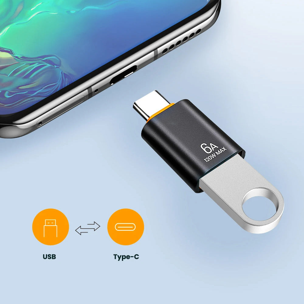 OTG-sovitin USB-C - USB-A Techsuit A2 HyperPort, Musta Oranssi