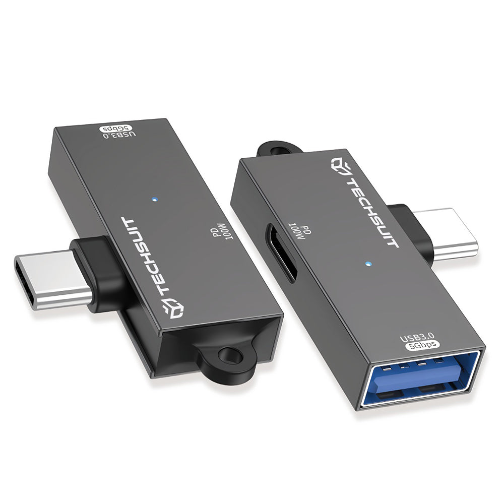 OTG-sovitin USB-C - USB-A Techsuit A21, Harmaa