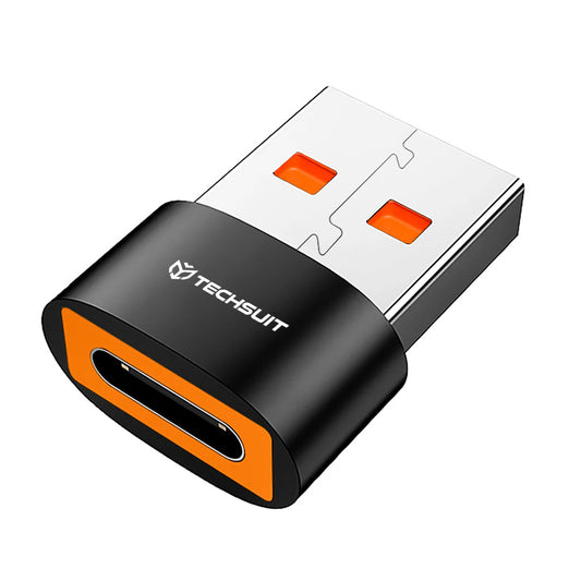 USB-C - USB-A Techsuit A4 HyperPort -datan ja latauksen sovitin, Musta Oranssi