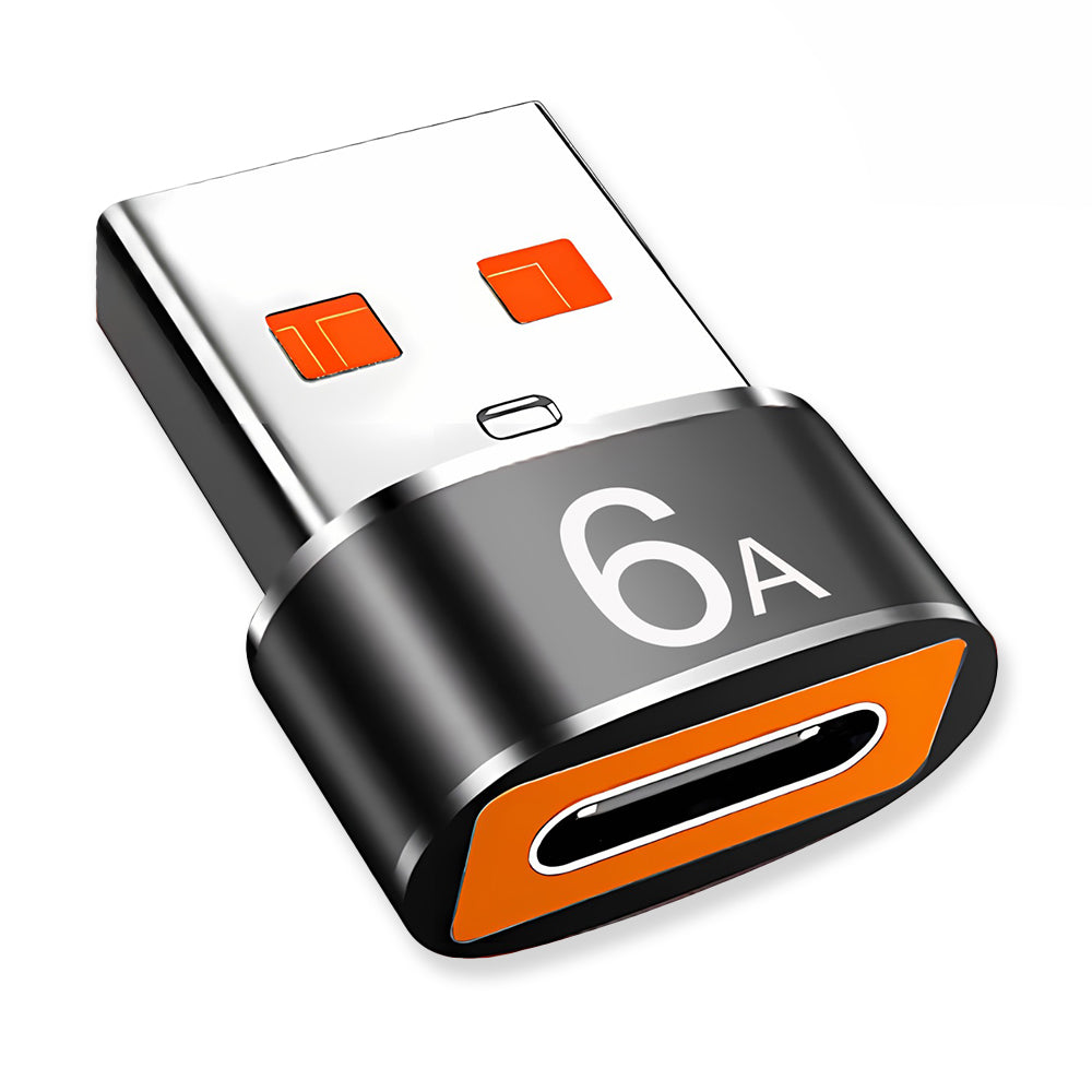 USB-C - USB-A Techsuit A4 HyperPort -datan ja latauksen sovitin, Musta Oranssi