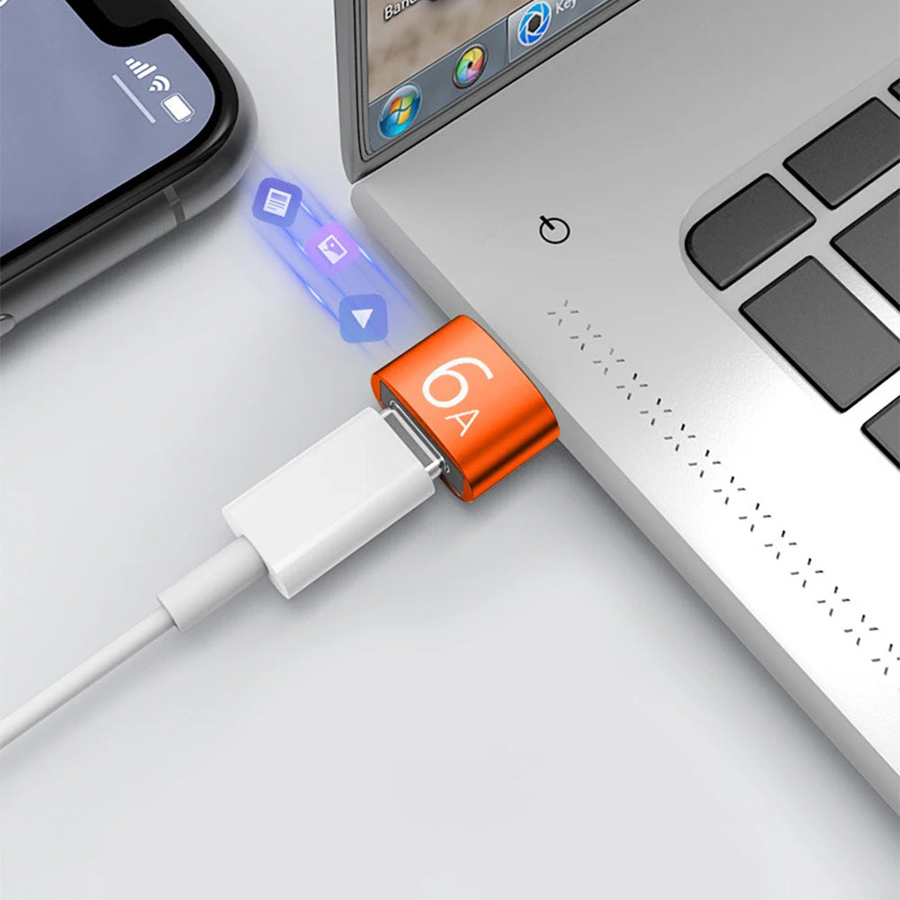 USB-C - USB-A Techsuit A4 HyperPort -datan ja latauksen sovitin, Musta Oranssi
