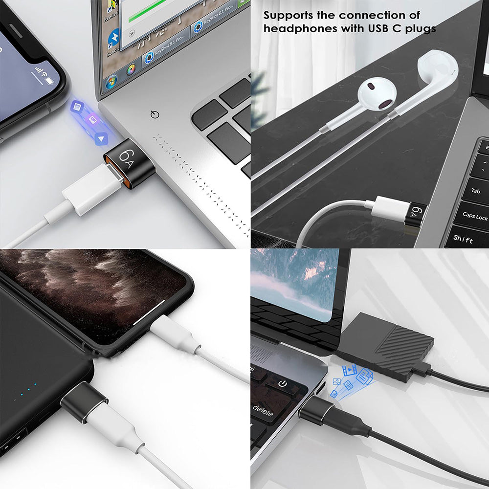 USB-C - USB-A Techsuit A4 HyperPort -datan ja latauksen sovitin, Musta Oranssi