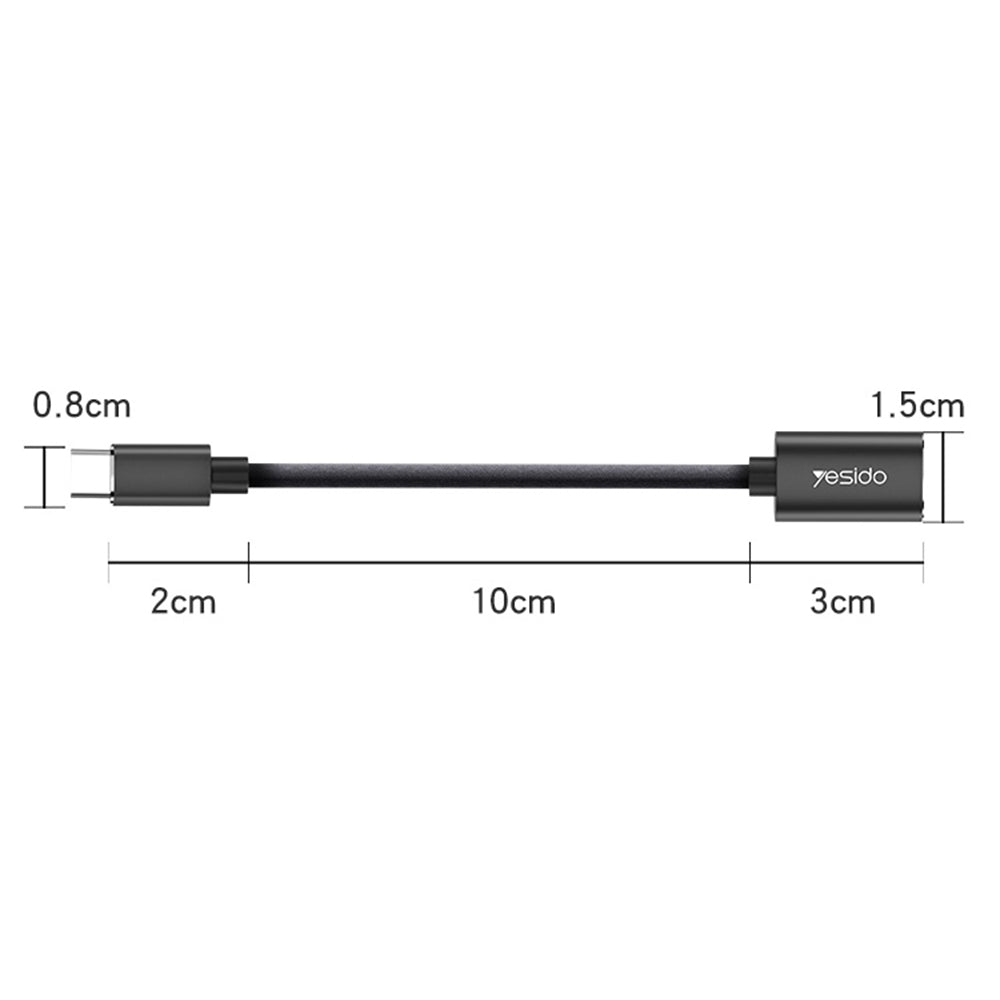 OTG-sovitin USB-C - USB-A Yesido GS01, Musta