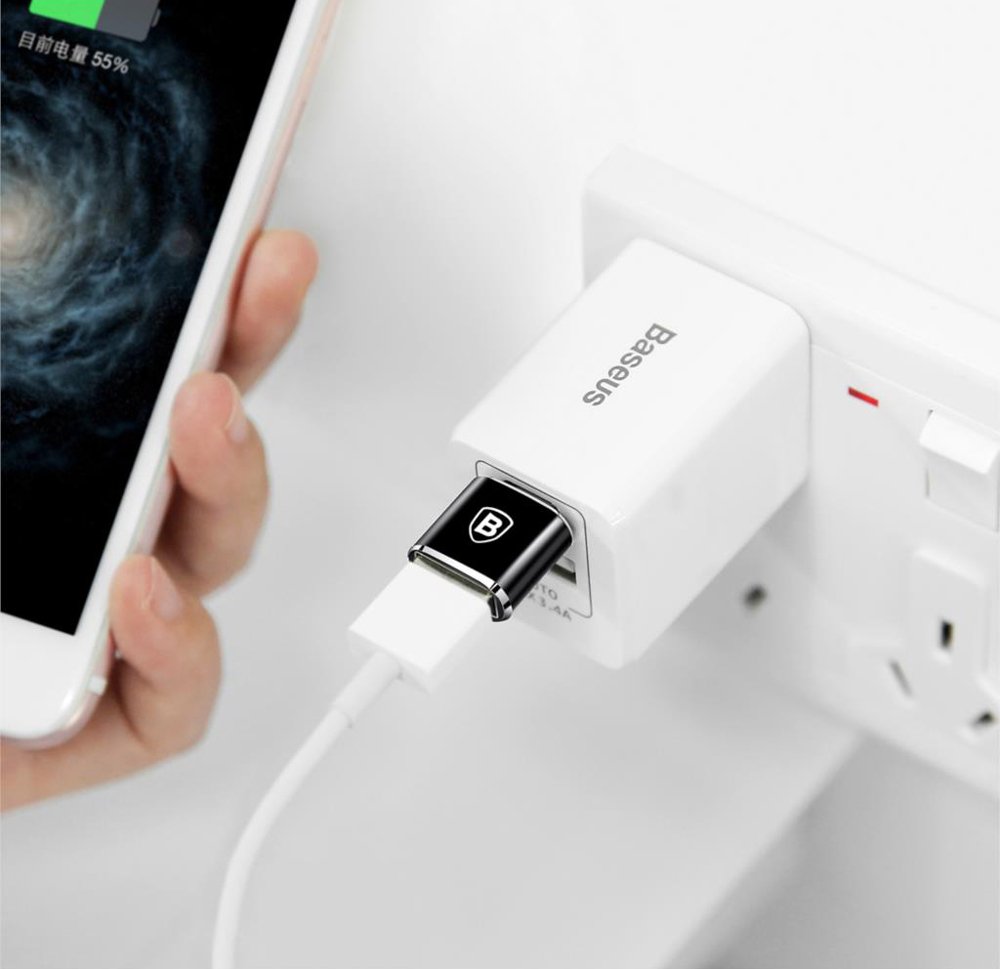 OTG-sovitin USB-C - USB-A Baseus, Musta CATOTG-01