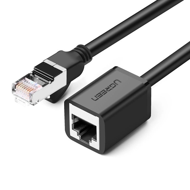 UGREEN NW112 Verkkojatkojohto, RJ45 - RJ45, 1m, Musta