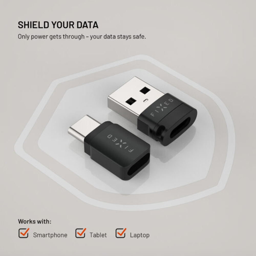 USB-sovitin, Data Lock Fixed, USB-A / USB-C, 2in1, Musta
