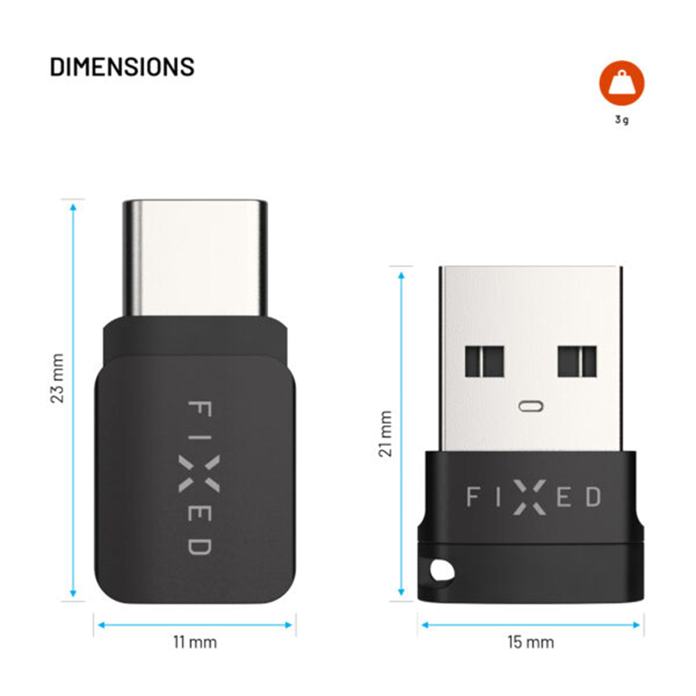 USB-sovitin, Data Lock Fixed, USB-A / USB-C, 2in1, Musta