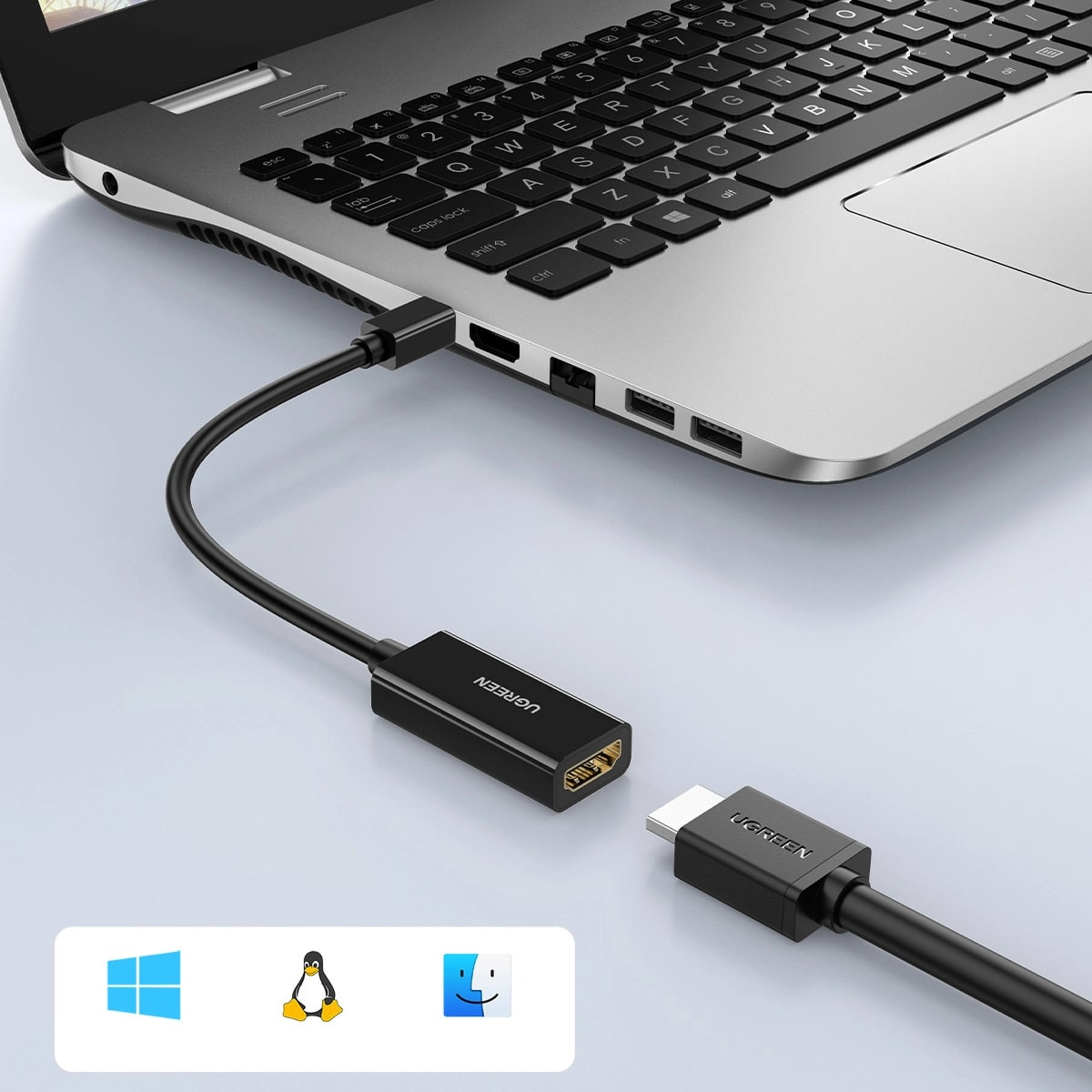UGREEN MD112 Videoadapteri, MiniDisplayPort - HDMI, 4K, Musta