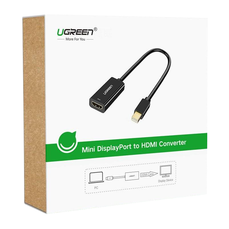 UGREEN MD112 Videoadapteri, MiniDisplayPort - HDMI, 4K, Musta