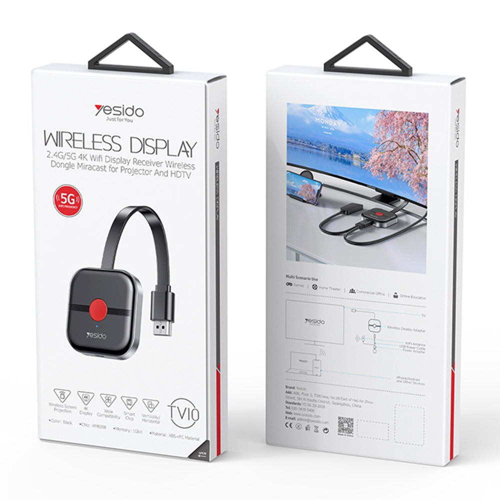 Yesido TV10 5G langaton multimedia-adapteri, musta