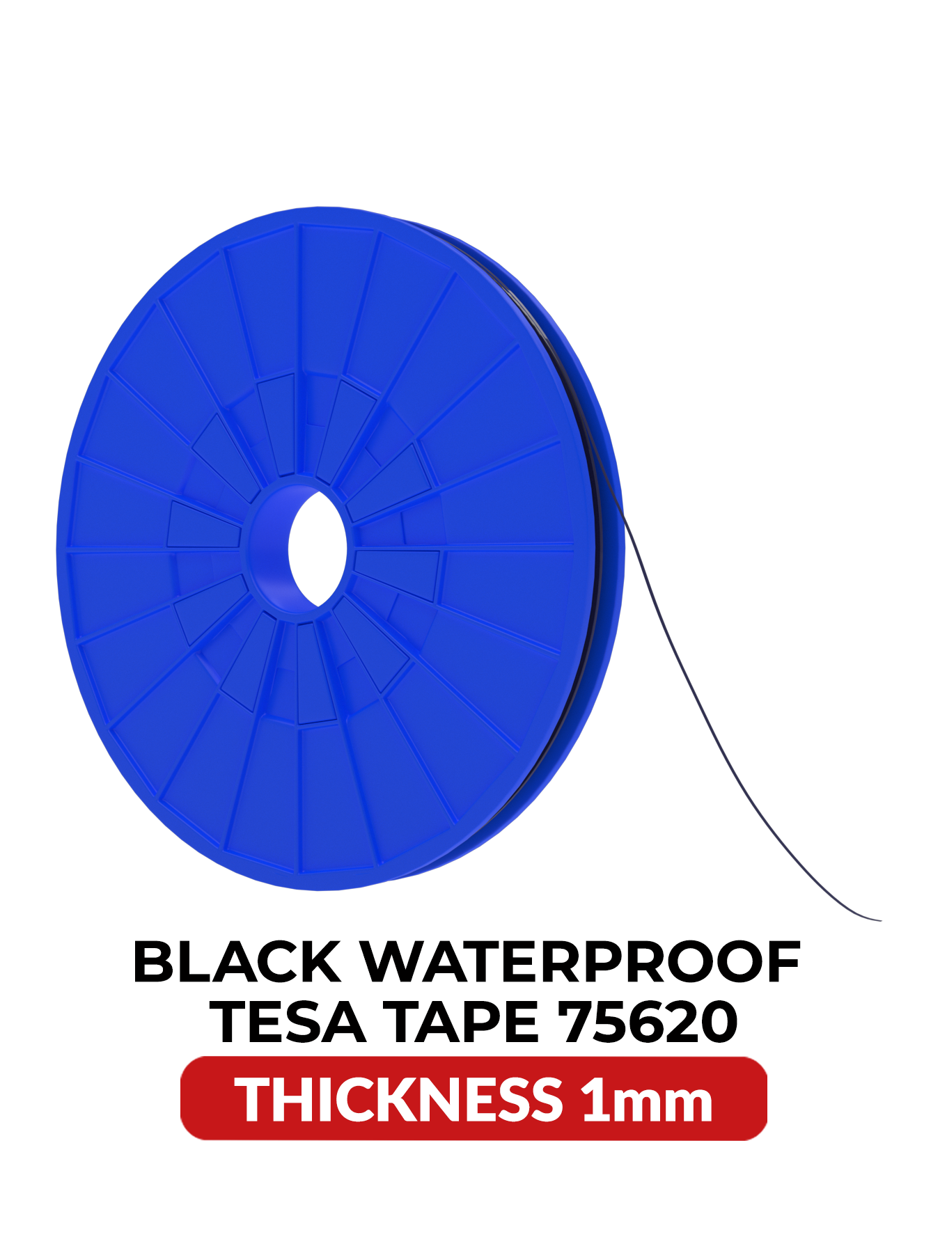 Tesa teippi, 1mm, 25m, akryyli, vedenkestävä, musta