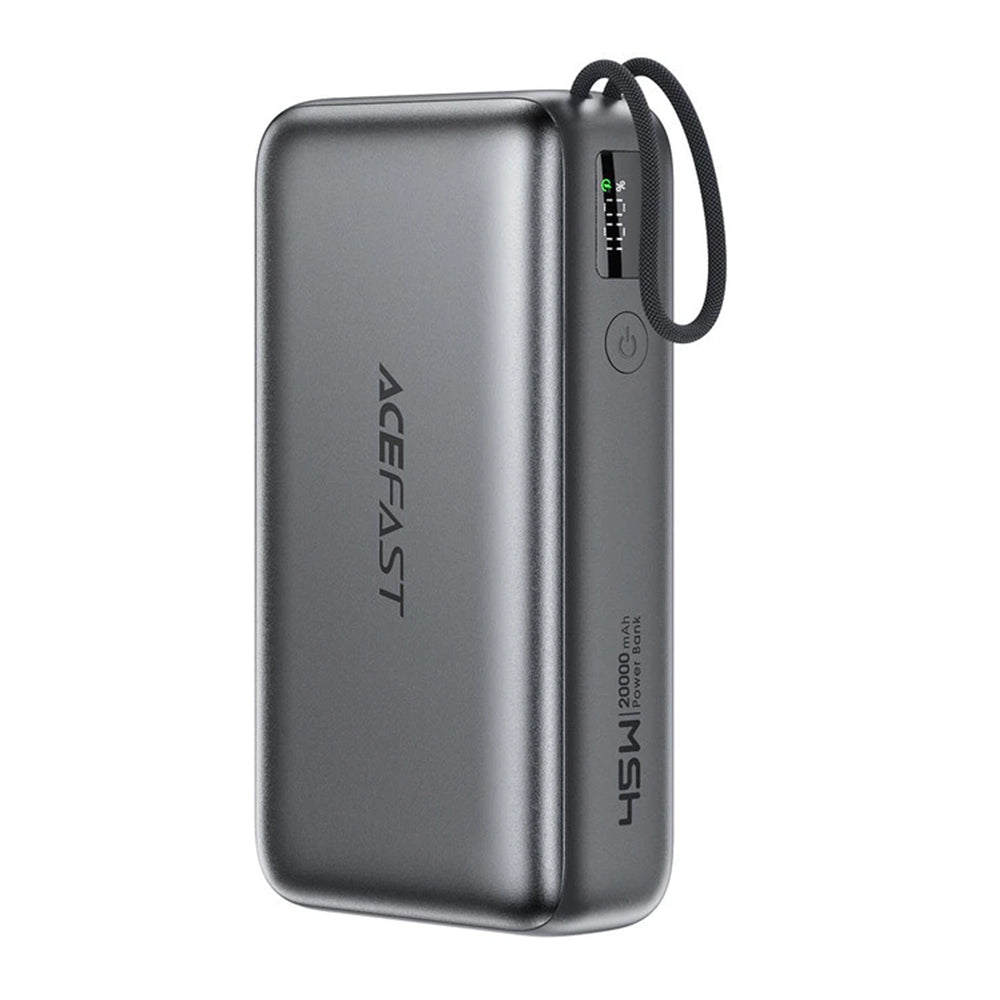 Ulkoinen akku Acefast M34, 20000mAh, 45W, QC + PD, 1 x USB-A - 2 x USB-C, Harmaa
