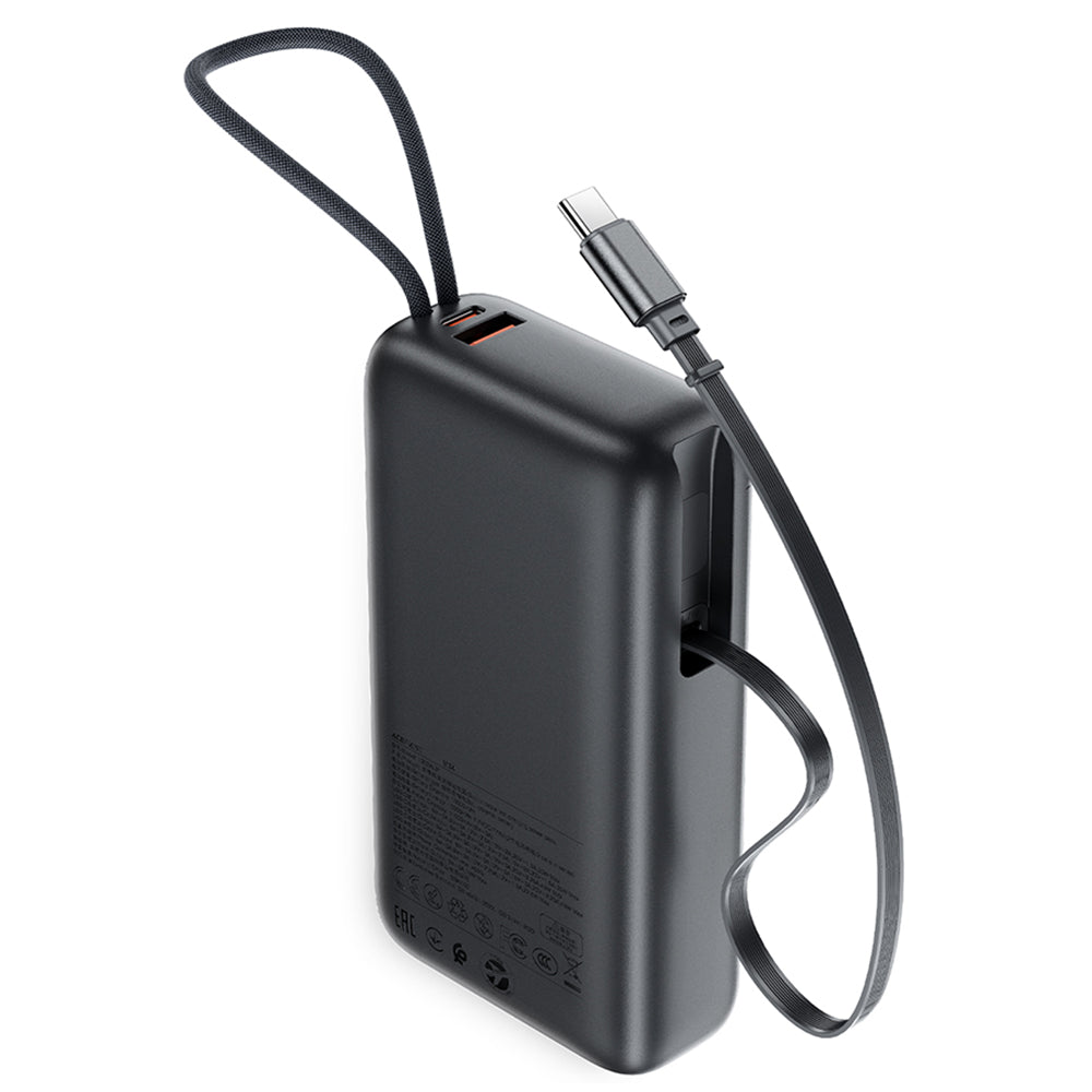 Ulkoinen akku Acefast M34, 20000mAh, 45W, QC + PD, 1 x USB-A - 2 x USB-C, Harmaa