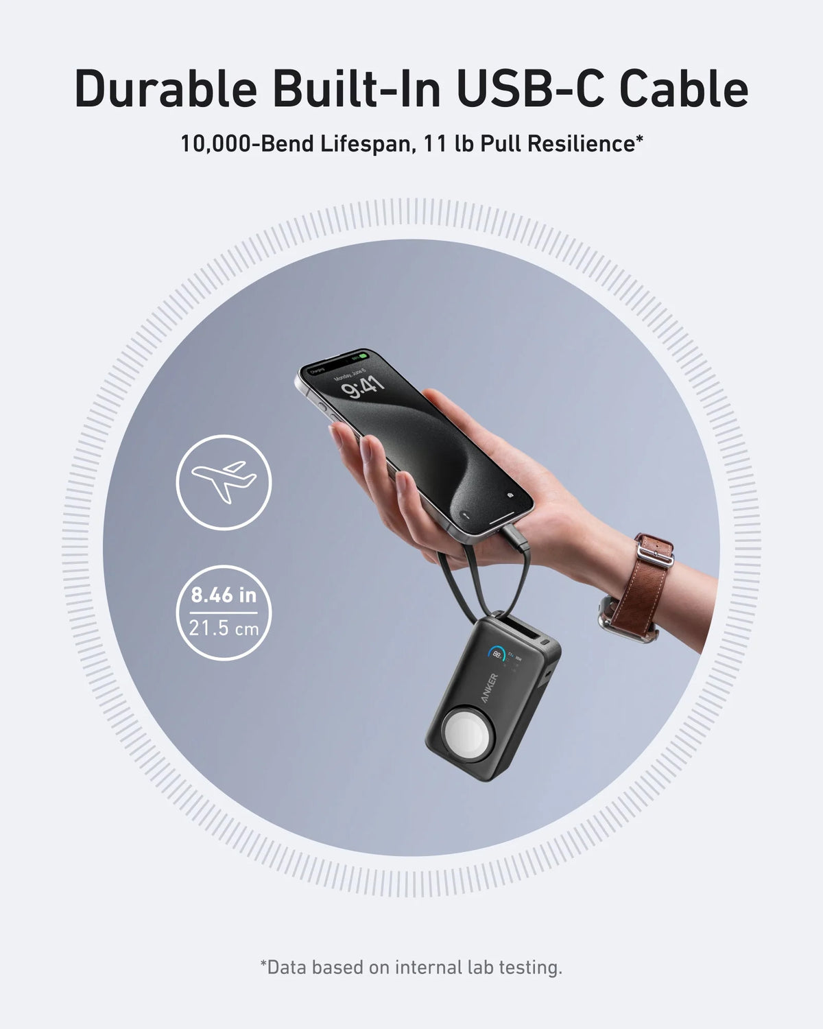 Anker MagGo Langaton Ulkoinen Akku, 10000mAh, 35W, PD + QI, 1 x QI - 2 x USB-C, Musta A1657011