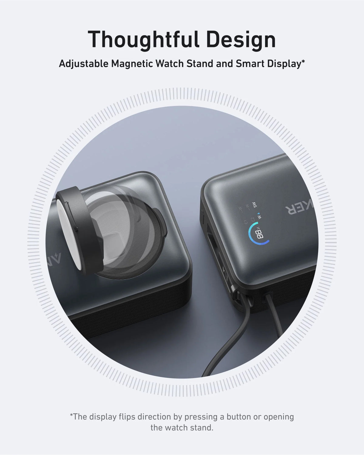 Anker MagGo Langaton Ulkoinen Akku, 10000mAh, 35W, PD + QI, 1 x QI - 2 x USB-C, Musta A1657011