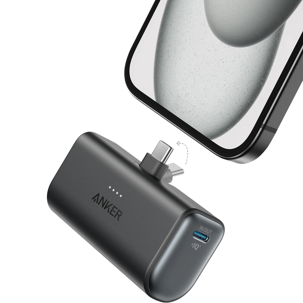 Ulkoinen akku Anker Nano, 5000mAh, 22.5W, PD, 2 x USB-C, Musta A1653H11