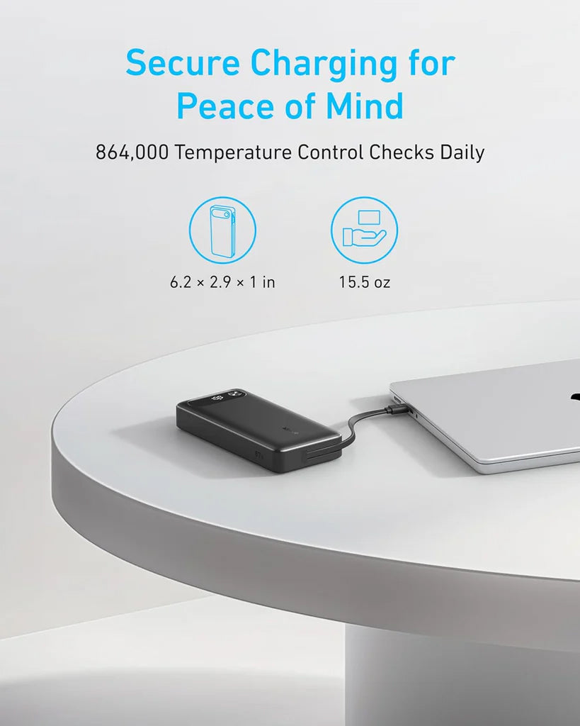 Anker PowerCore Ulkoinen Akku, 20000mAh, 87W, QC + PD, 1 x USB-A - 2 x USB-C, Musta A1383H11