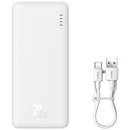 Ulkoinen akku Baseus Airpow, 10000mAh, 20W, QC + PD, 1 x USB-A - 1 x USB-C, Valkoinen
