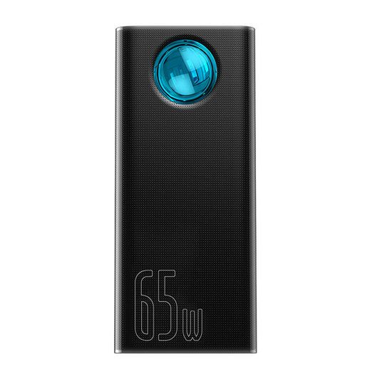 Baseus Amblight ulkoinen akku, digitaalinäyttö, 30000mAh, 65W, QC + PD, 1 x USB-C - 4 x USB-A, musta PPLG000101