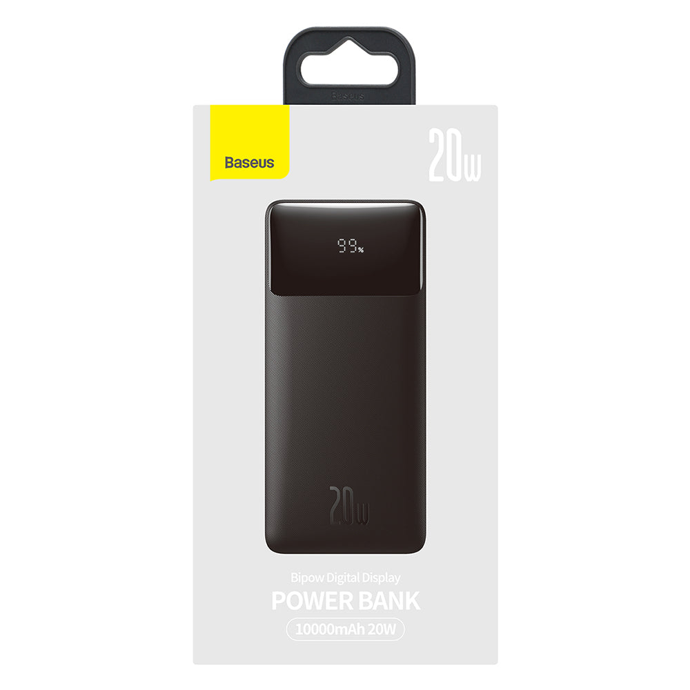 Ulkoinen akku Baseus Bipow, 10000mAh, 20W, QC + PD, 1 x USB-C - 2 x USB-A, Musta PPBD050301