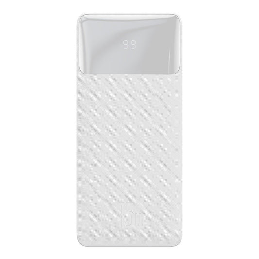 Baseus Bipow ulkoinen akku, 10000mAh, 15W, 1 x USB-C - 2 x USB-A, valkoinen PPBD050002