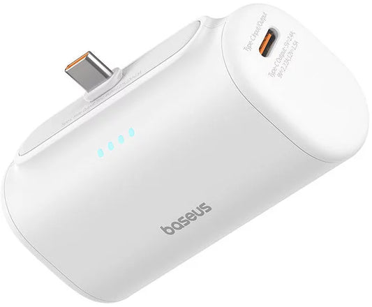 Baseus Compact Ulkoinen Akku, 5000mAh, 20W, PD, 2 x USB-C, Valkoinen P10068306213-00