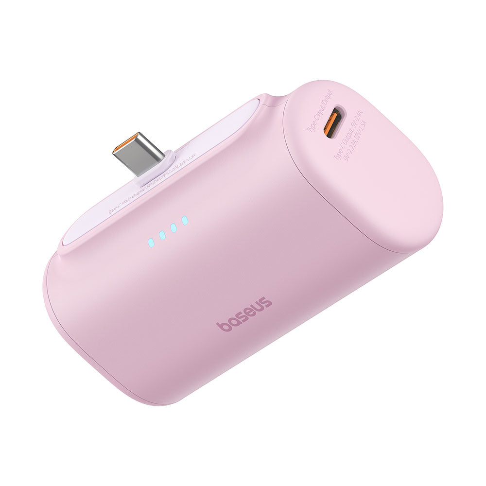 Baseus Compact Ulkoinen Akku, 5000mAh, 20W, PD, 2 x USB-C, Vaaleanpunainen P10068306413-00
