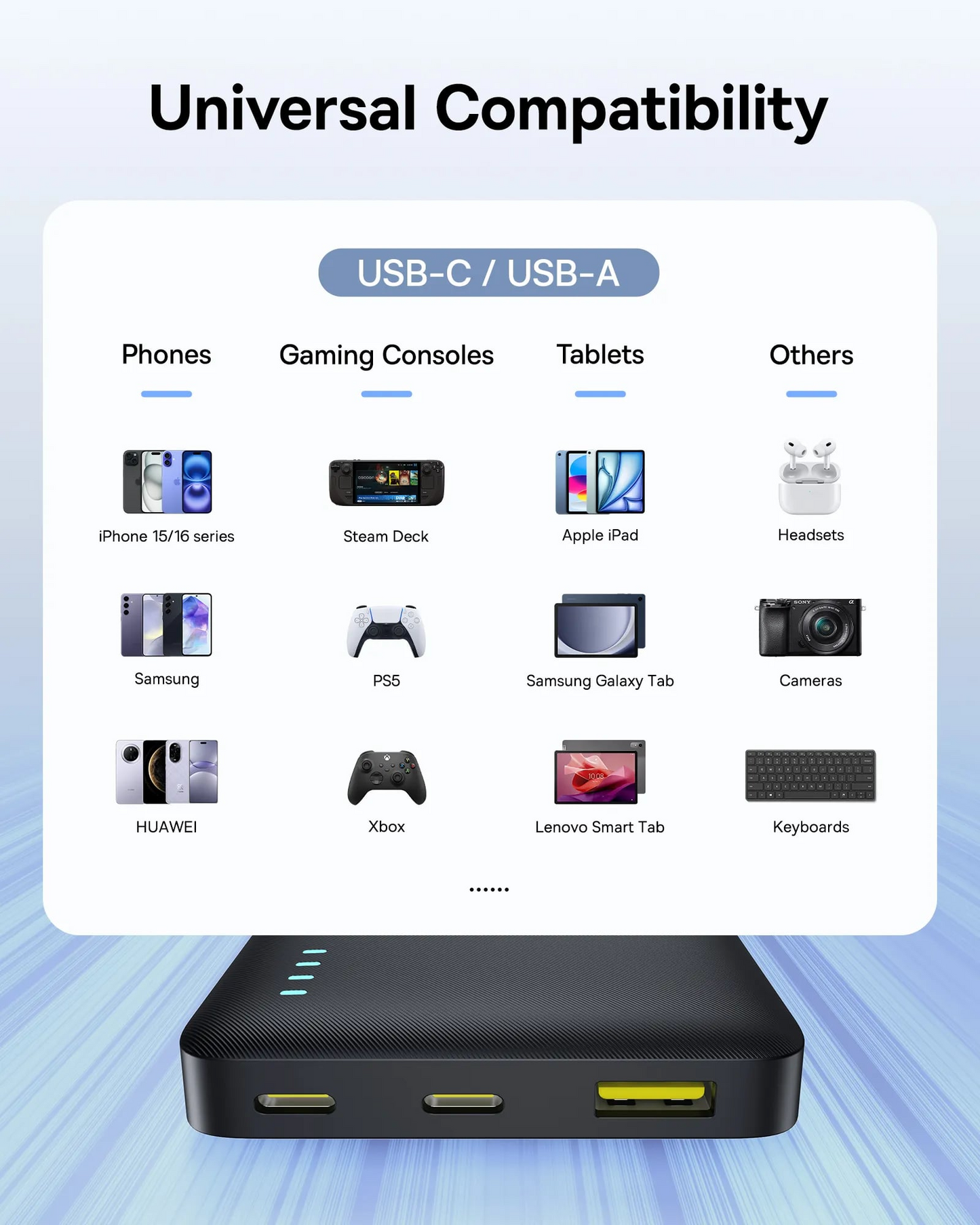 Ulkoinen akku Baseus EnerFill FP21, 10000mAh, 22.5W, QC + PD, 1 x USB-A - 2 x USB-C, Musta P1008210D123-00