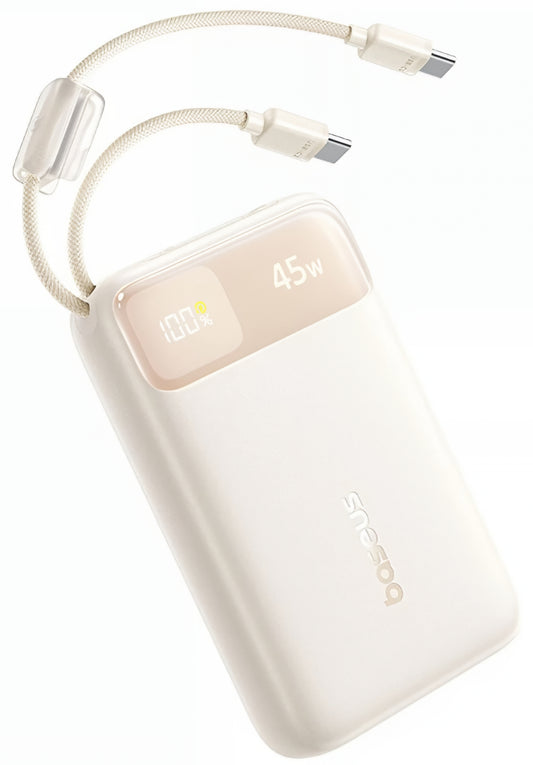 Baseus EnerFill FC11 ulkoinen akku, 20000mAh, 45W, QC + PD, 1 x USB-A - 3 x USB-C, beige E0031101
