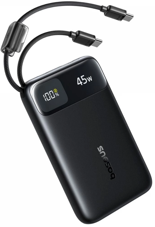 Baseus EnerFill FC11 ulkoinen akku, 10000mAh, 45W, QC + PD, 1 x USB-A - 3 x USB-C, Musta E0031000