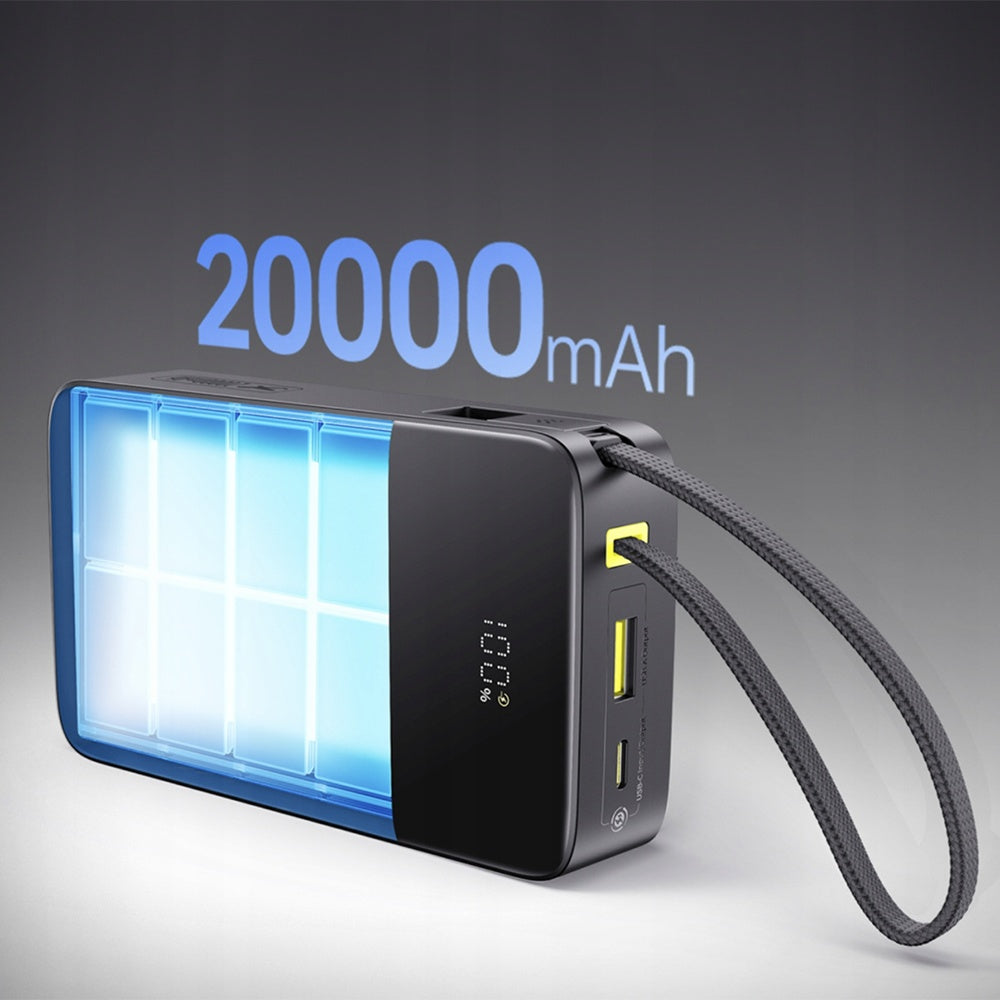 Baseus EnerFill Bipow2 Pro ulkoinen akku, 20000mAh, 22.5W, QC + PD, 1 x USB-A - 2 x USB-C, Musta E0027701