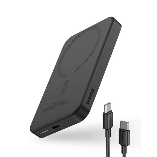 Baseus Magnetic Mini langaton ulkoinen akku, 5000mAh, 20W, PD + FQI, 1 x QI - 1 x USB-C, musta P10022107113113113-00