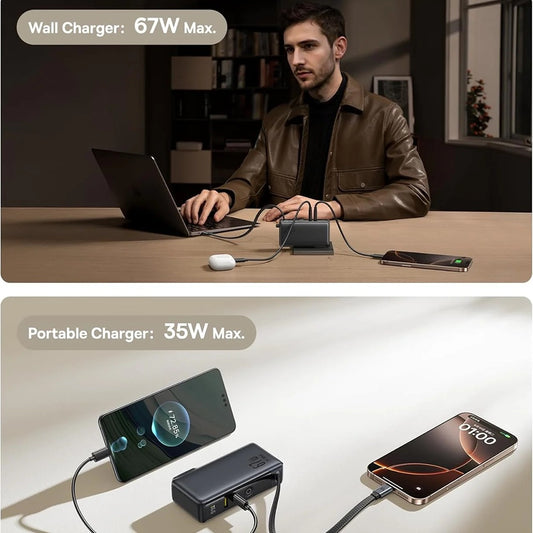 Ulkoinen akku Baseus Nomos NT11 Omni US, 10000mAh, 67W, QC + PD, 1 x USB-A - 2 x USB-C, Musta P10078807123-00