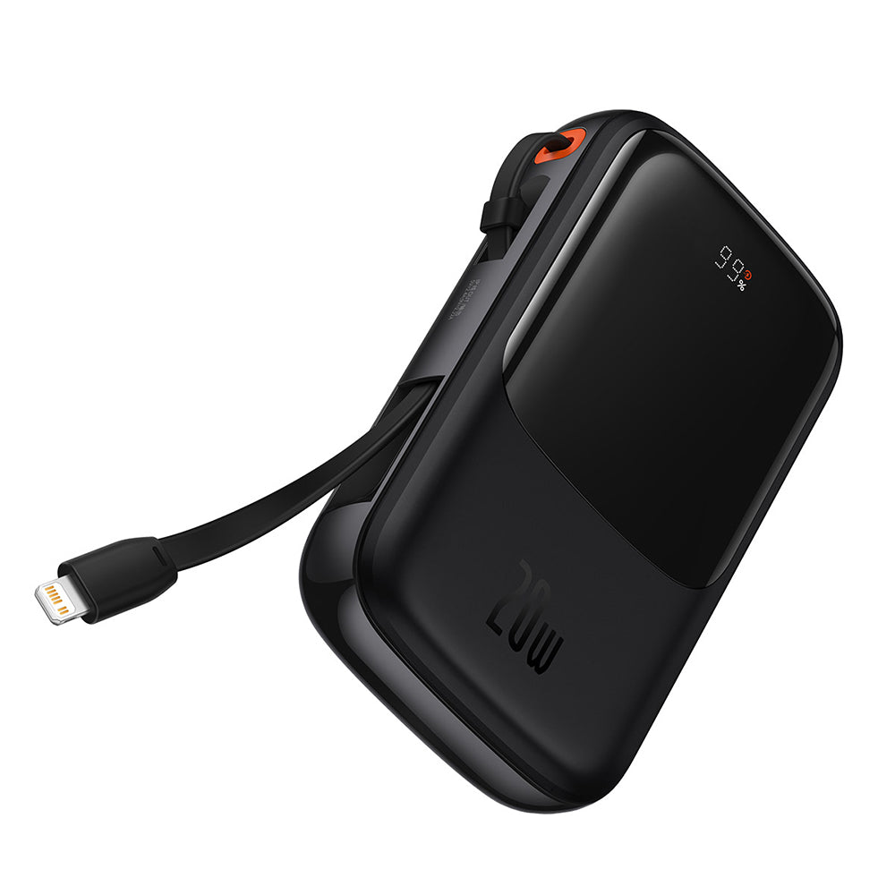 Baseus Qpow Pro ulkoinen akku, 10000mAh, 20W, QC + PD, 1 x Lightning - 1 x USB-A - 1 x USB-C, Musta PPQD020001