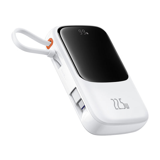 Baseus Qpow Pro+ Ulkoinen Akku, 10000mAh, 22.5W, QC + PD, 1 x USB-A - 2 x USB-C, Valkoinen P10067101213-00