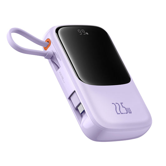 Baseus Qpow Pro+ ulkoinen akku, 10000mAh, 22.5W, QC + PD, 1 x USB-A - 2 x USB-C, Violetti P10067101513-00
