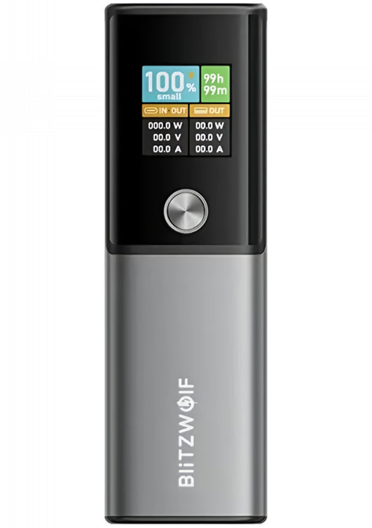 BlitzWolf BW-P23 External Battery, 14000mAh, 100W, QC + PD, 1 x USB-A - 1 x USB-C, Gray