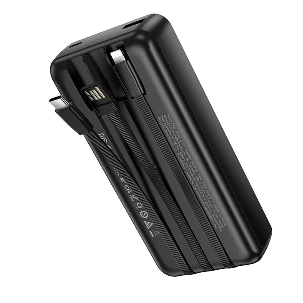 Ulkoinen akku Borofone BJ79 Clever, 20000mAh, 10W, 1 x Lightning - 1 x USB-A - 1 x USB-C, Musta